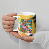Hawaii Retirement Vacation Ceramic Mug Tropical Sunset Beach Pink Flamingo Surfboard Palm Tree TS04 - Polynesian Pride