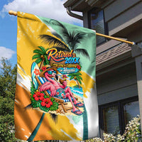 Hawaii Retirement Vacation Garden Flag Tropical Sunset Beach Pink Flamingo Surfboard Palm Tree TS04 - Polynesian Pride