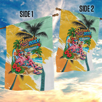 Hawaii Retirement Vacation Garden Flag Tropical Sunset Beach Pink Flamingo Surfboard Palm Tree TS04 - Polynesian Pride