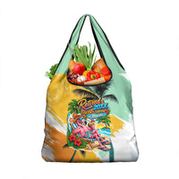 Hawaii Retirement Vacation Grocery Bag Tropical Sunset Beach Pink Flamingo Surfboard Palm Tree TS04 1-pack One Size Yellow Green - Polynesian Pride