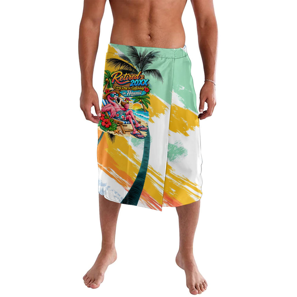 Hawaii Retirement Vacation Lavalava Tropical Sunset Beach Pink Flamingo Surfboard Palm Tree TS04 Yellow Green - Polynesian Pride