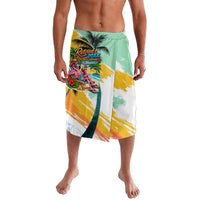 Hawaii Retirement Vacation Lavalava Tropical Sunset Beach Pink Flamingo Surfboard Palm Tree TS04 Yellow Green - Polynesian Pride