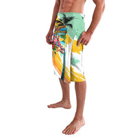 Hawaii Retirement Vacation Lavalava Tropical Sunset Beach Pink Flamingo Surfboard Palm Tree TS04 - Polynesian Pride