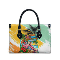 Hawaii Retirement Vacation Leather Bag Tropical Sunset Beach Pink Flamingo Surfboard Palm Tree TS04 - Polynesian Pride