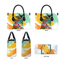 Hawaii Retirement Vacation Leather Bag Tropical Sunset Beach Pink Flamingo Surfboard Palm Tree TS04 - Polynesian Pride