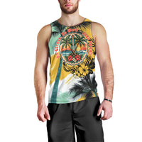 Hawaii Retirement Vacation Men Tank Top Tropical Sunset Beach Pink Flamingo Surfboard Palm Tree TS04 - Polynesian Pride