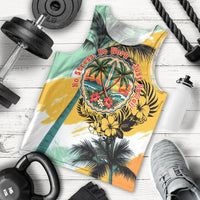 Hawaii Retirement Vacation Men Tank Top Tropical Sunset Beach Pink Flamingo Surfboard Palm Tree TS04 - Polynesian Pride