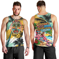 Hawaii Retirement Vacation Men Tank Top Tropical Sunset Beach Pink Flamingo Surfboard Palm Tree TS04 - Polynesian Pride
