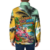Hawaii Retirement Vacation Padded Jacket Tropical Sunset Beach Pink Flamingo Surfboard Palm Tree TS04 - Polynesian Pride
