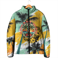 Hawaii Retirement Vacation Padded Jacket Tropical Sunset Beach Pink Flamingo Surfboard Palm Tree TS04 - Polynesian Pride