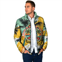 Hawaii Retirement Vacation Padded Jacket Tropical Sunset Beach Pink Flamingo Surfboard Palm Tree TS04 - Polynesian Pride