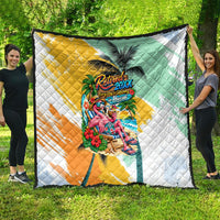 Hawaii Retirement Vacation Quilt Tropical Sunset Beach Pink Flamingo Surfboard Palm Tree TS04 - Polynesian Pride