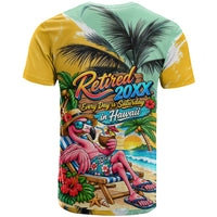 Hawaii Retirement Vacation T Shirt Tropical Sunset Beach Pink Flamingo Surfboard Palm Tree TS04 - Polynesian Pride