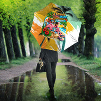 Hawaii Retirement Vacation Umbrella Tropical Sunset Beach Pink Flamingo Surfboard Palm Tree TS04 - Polynesian Pride