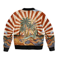 Aloha Nifty 50th Birthday Hawaii Bomber Jacket Vintage Retro Sunburst Tropical Palm Tree Surfboard Art TS04 - Polynesian Pride