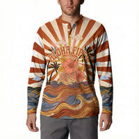 Aloha Nifty 50th Birthday Hawaii Button Sweatshirt Vintage Retro Sunburst Tropical Palm Tree Surfboard Art TS04 - Polynesian Pride