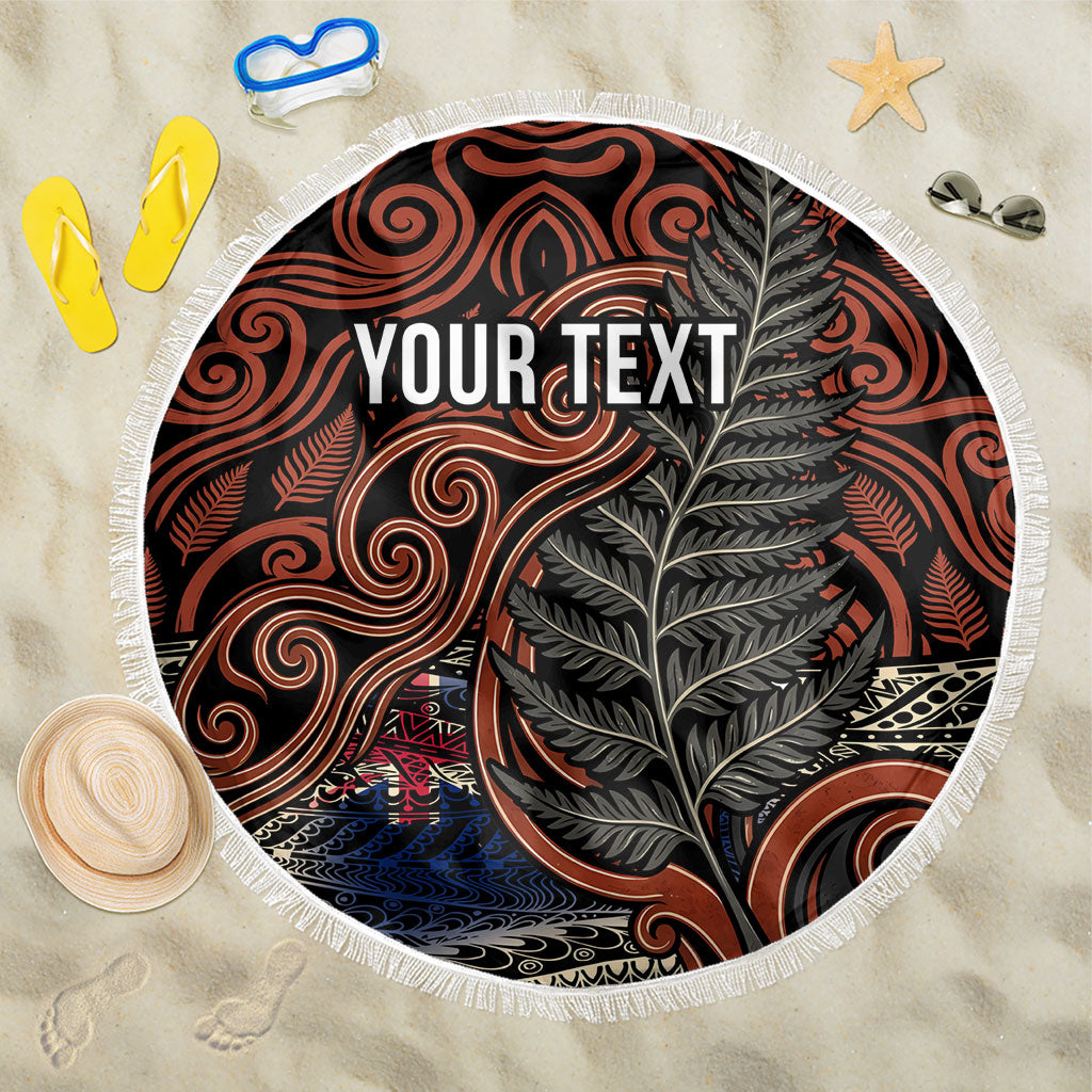 Personalised New Zealand 50th Birthday Beach Blanket Aotearoa Tribal Pattern Silver Fern Flag TS04 One Size 150cm Red Black - Polynesian Pride