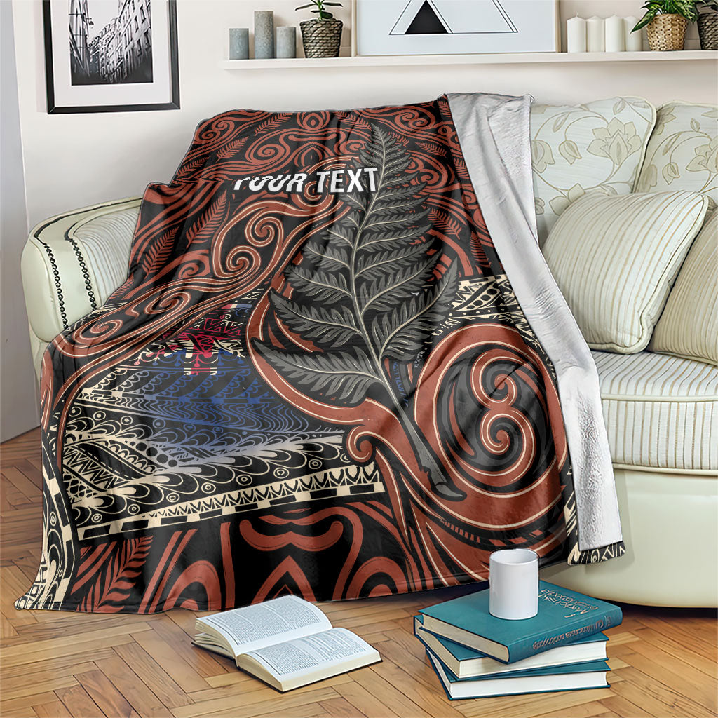Personalised New Zealand 50th Birthday Blanket Aotearoa Tribal Pattern Silver Fern Flag TS04 Red Black - Polynesian Pride