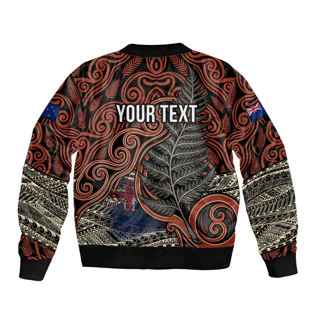 Personalised New Zealand 50th Birthday Bomber Jacket Aotearoa Tribal Pattern Silver Fern Flag TS04 - Polynesian Pride
