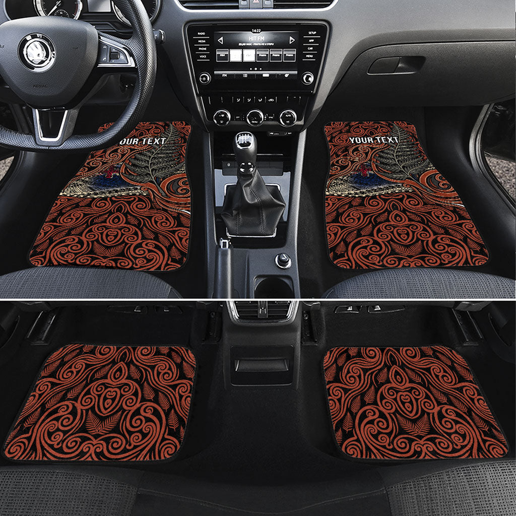 Personalised New Zealand 50th Birthday Car Mats Aotearoa Tribal Pattern Silver Fern Flag TS04 Set 4pcs Red Black - Polynesian Pride