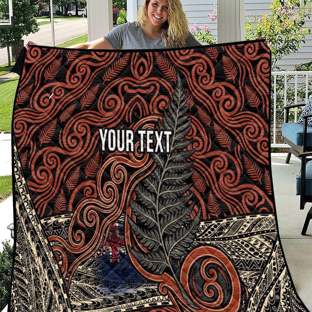 Personalised New Zealand 50th Birthday Quilt Aotearoa Tribal Pattern Silver Fern Flag TS04 Red Black - Polynesian Pride