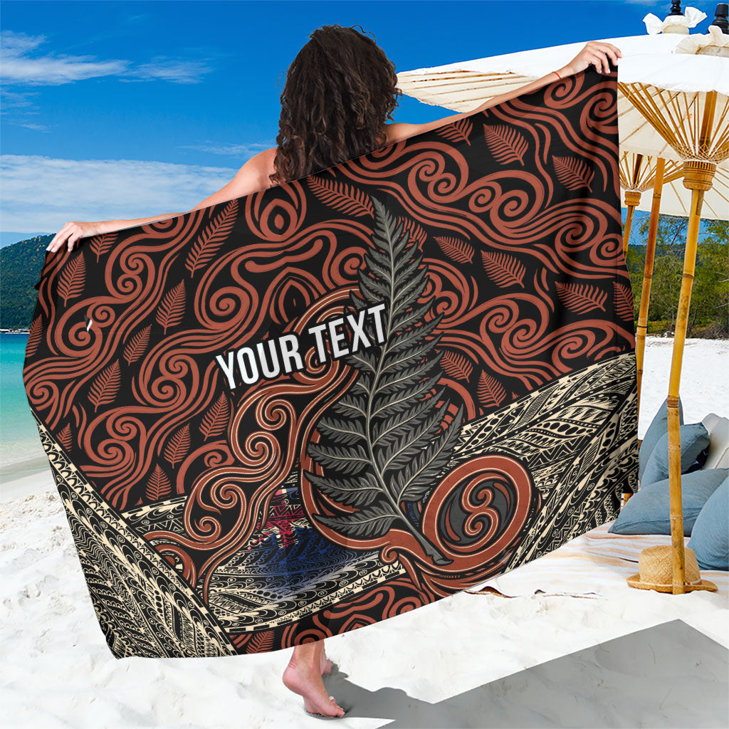 Personalised New Zealand 50th Birthday Sarong Aotearoa Tribal Pattern Silver Fern Flag TS04 One Size 44 x 66 inches Red Black - Polynesian Pride
