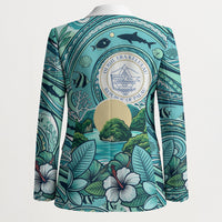 Palau Official Seal Flag Blazer Tribal Pattern Ocean Marine Life Tropical Hibiscus TS04 - Polynesian Pride