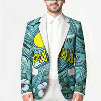 Palau Official Seal Flag Blazer Tribal Pattern Ocean Marine Life Tropical Hibiscus TS04 - Polynesian Pride