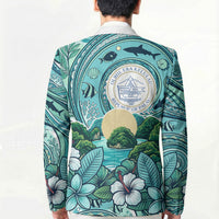 Palau Official Seal Flag Blazer Tribal Pattern Ocean Marine Life Tropical Hibiscus TS04 - Polynesian Pride