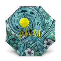Palau Official Seal Flag Umbrella Tribal Pattern Ocean Marine Life Tropical Hibiscus TS04 One Size Folded 11.42 inch Opened Diameter 37.4 inch Blue Green - Polynesian Pride