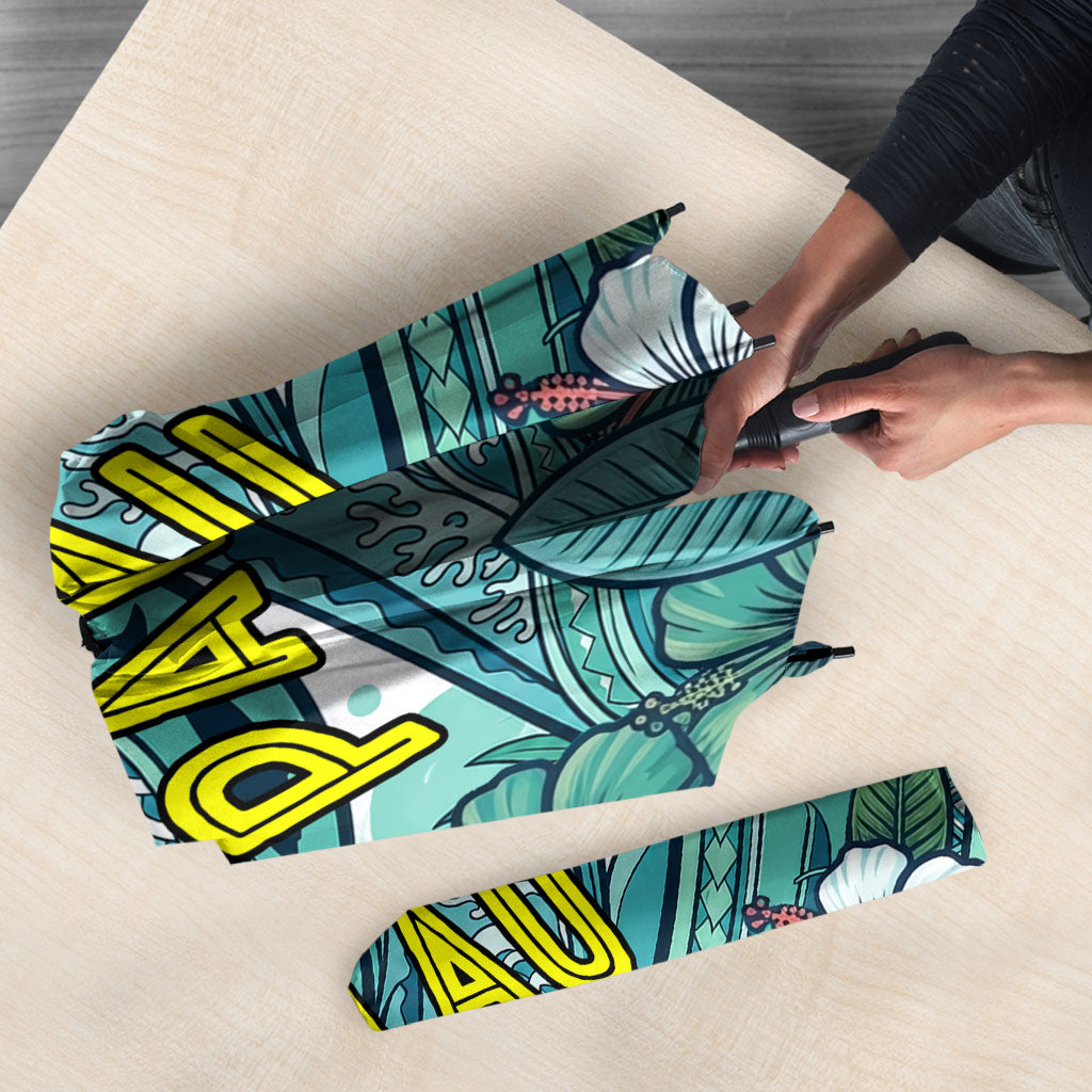 Palau Official Seal Flag Umbrella Tribal Pattern Ocean Marine Life Tropical Hibiscus TS04 - Polynesian Pride