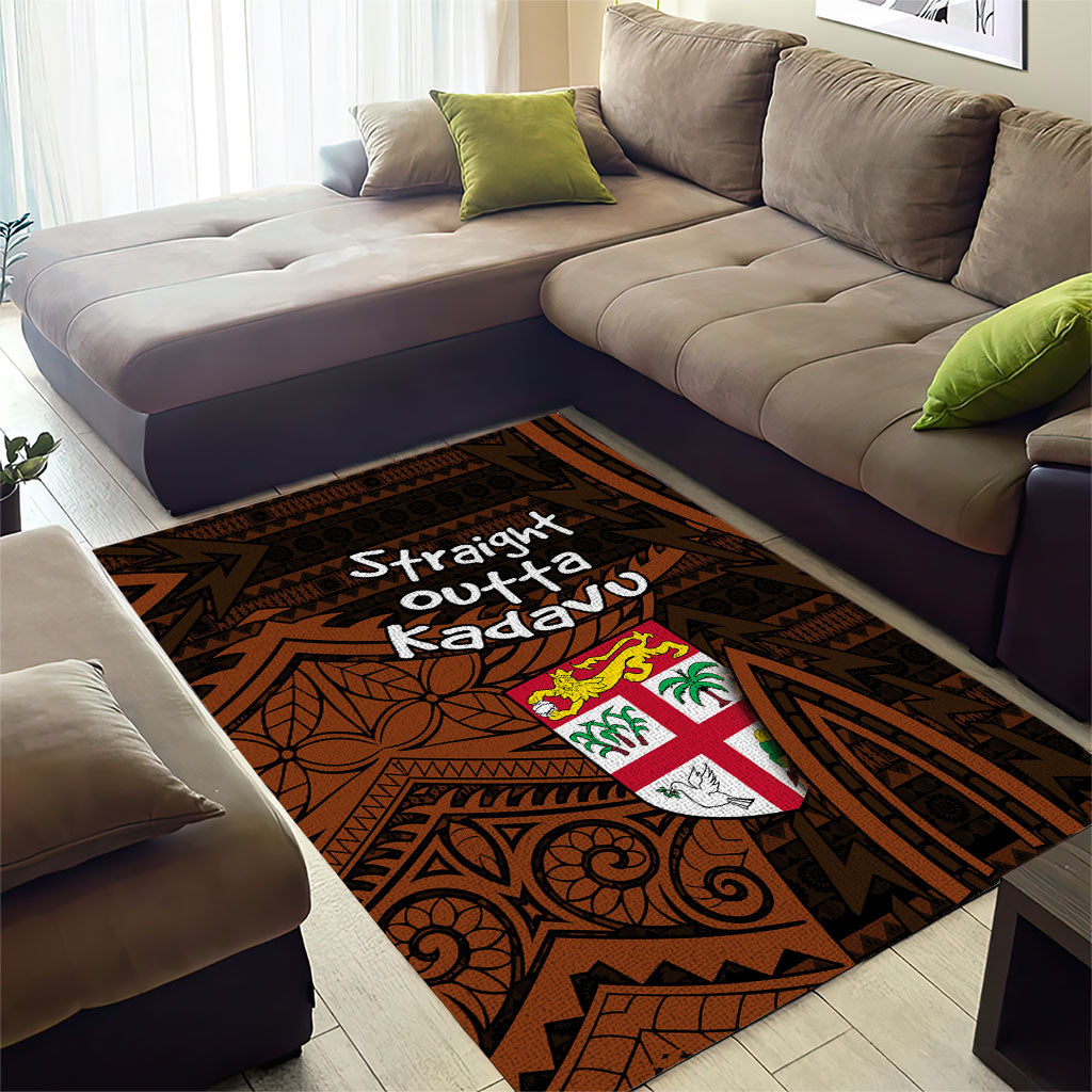Straight Outta Kadavu Fiji Area Rug Tribal Polynesian Tattoo Coat Of Arms Flag