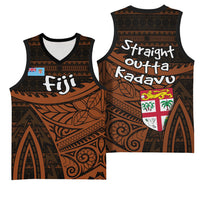 Straight Outta Kadavu Fiji Basketball Jersey Tribal Polynesian Tattoo Coat Of Arms Flag