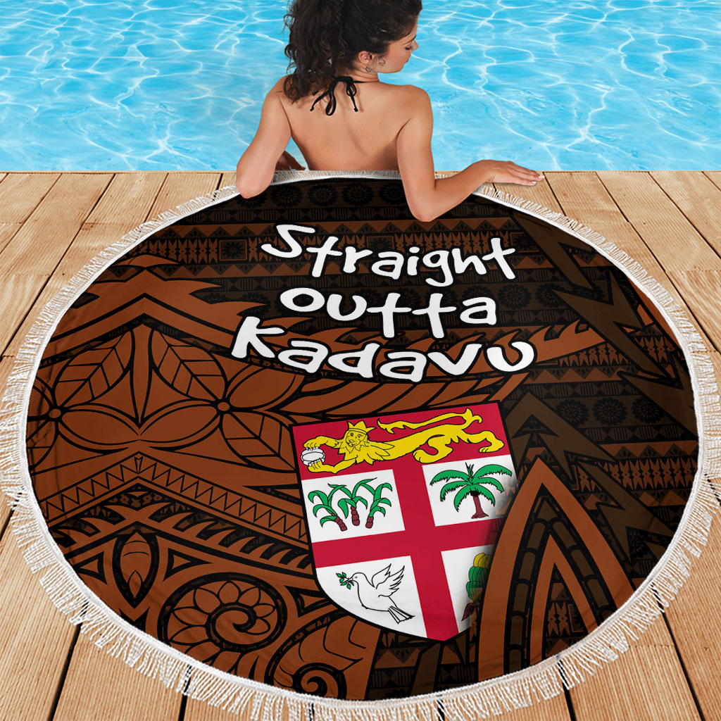 Straight Outta Kadavu Fiji Beach Blanket Tribal Polynesian Tattoo Coat Of Arms Flag
