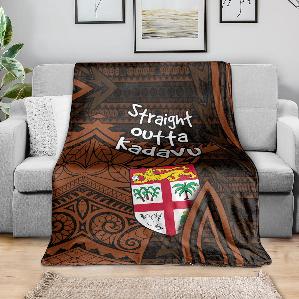 Straight Outta Kadavu Fiji Blanket Tribal Polynesian Tattoo Coat Of Arms Flag