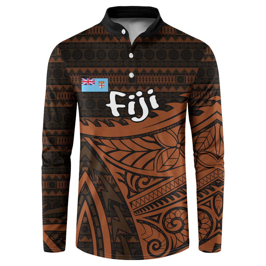 Straight Outta Kadavu Fiji Button Sweatshirt Tribal Polynesian Tattoo Coat Of Arms Flag TS04 Brown Black - Polynesian Pride