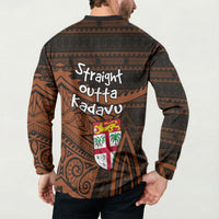 Straight Outta Kadavu Fiji Button Sweatshirt Tribal Polynesian Tattoo Coat Of Arms Flag