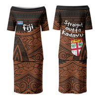 Straight Outta Kadavu Fiji Family Matching Puletasi and Hawaiian Shirt Tribal Polynesian Tattoo Coat Of Arms Flag