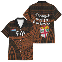Straight Outta Kadavu Fiji Family Matching Summer Maxi Dress and Hawaiian Shirt Tribal Polynesian Tattoo Coat Of Arms Flag