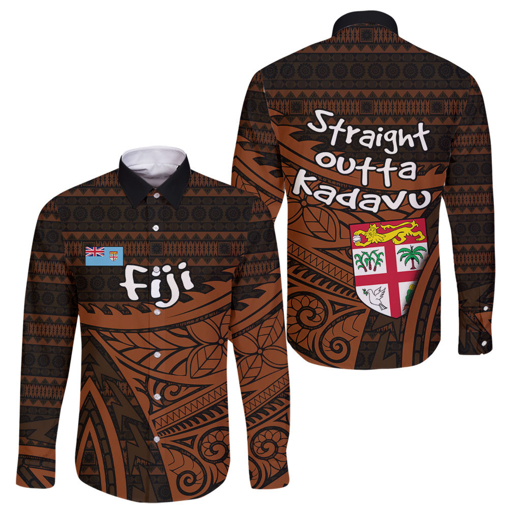 Straight Outta Kadavu Fiji Family Matching Summer Maxi Dress and Hawaiian Shirt Tribal Polynesian Tattoo Coat Of Arms Flag