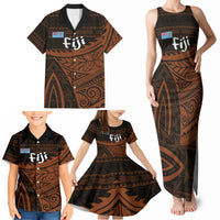 Straight Outta Kadavu Fiji Family Matching Tank Maxi Dress and Hawaiian Shirt Tribal Polynesian Tattoo Coat Of Arms Flag