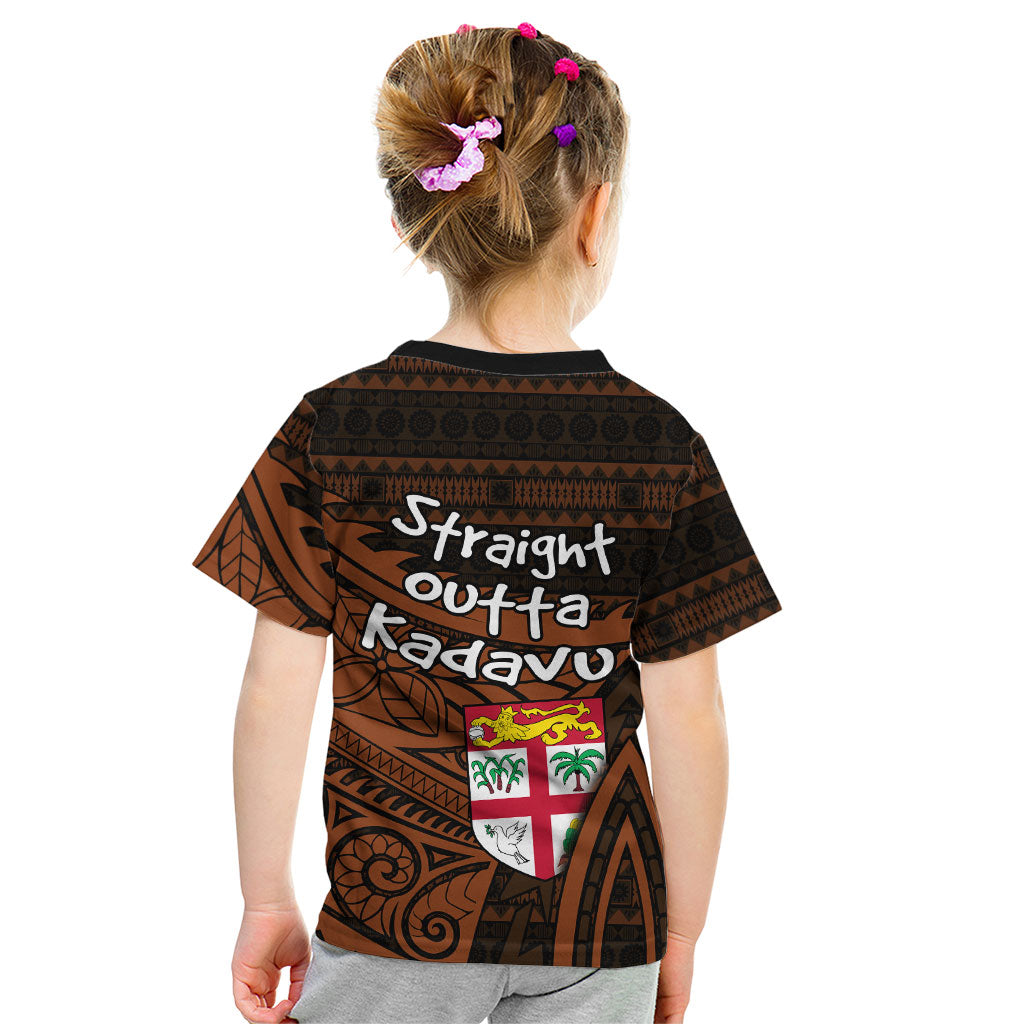 Straight Outta Kadavu Fiji Kid T Shirt Tribal Polynesian Tattoo Coat Of Arms Flag