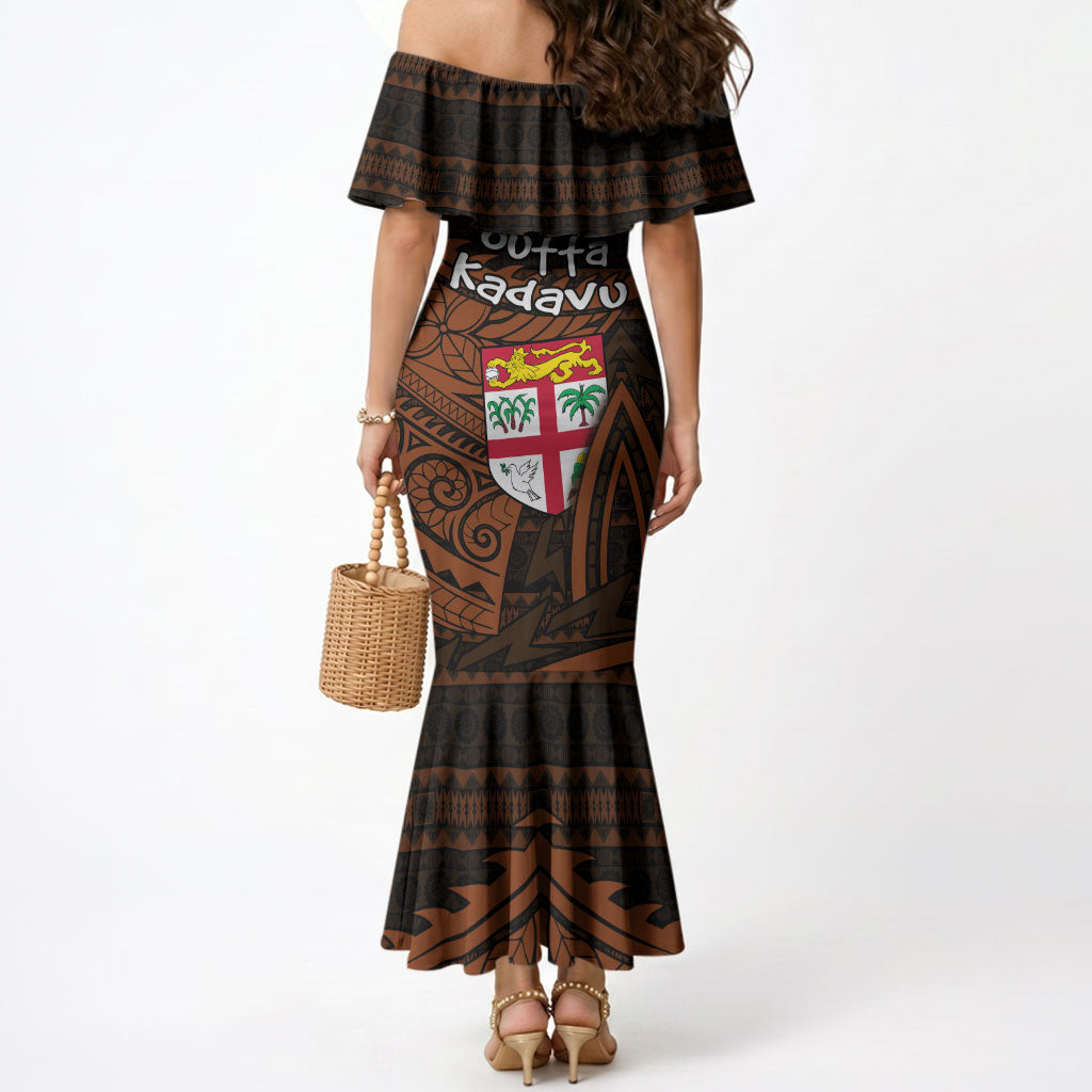 Straight Outta Kadavu Fiji Mermaid Dress Tribal Polynesian Tattoo Coat Of Arms Flag