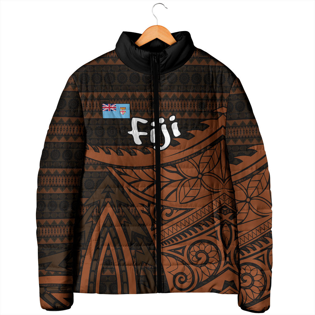 Straight Outta Kadavu Fiji Padded Jacket Tribal Polynesian Tattoo Coat Of Arms Flag