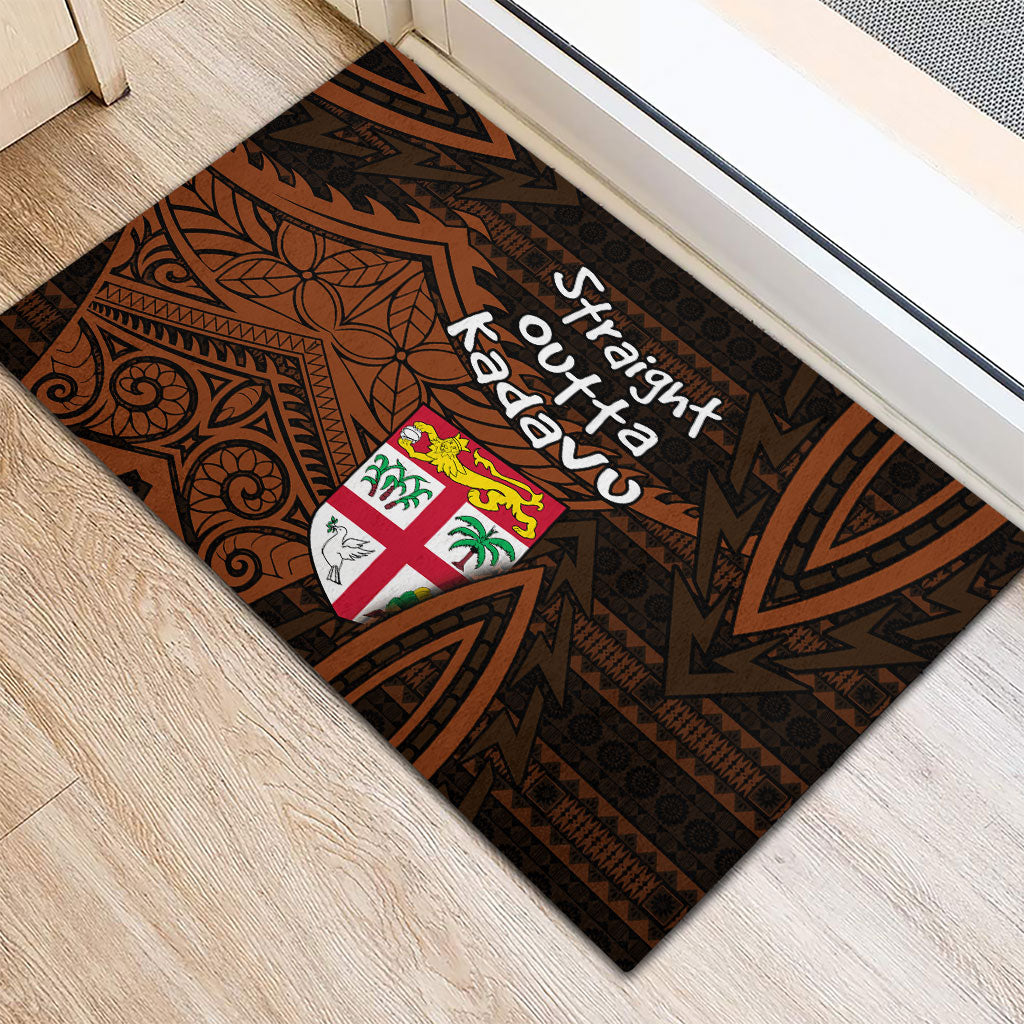 Straight Outta Kadavu Fiji Rubber Doormat Tribal Polynesian Tattoo Coat Of Arms Flag