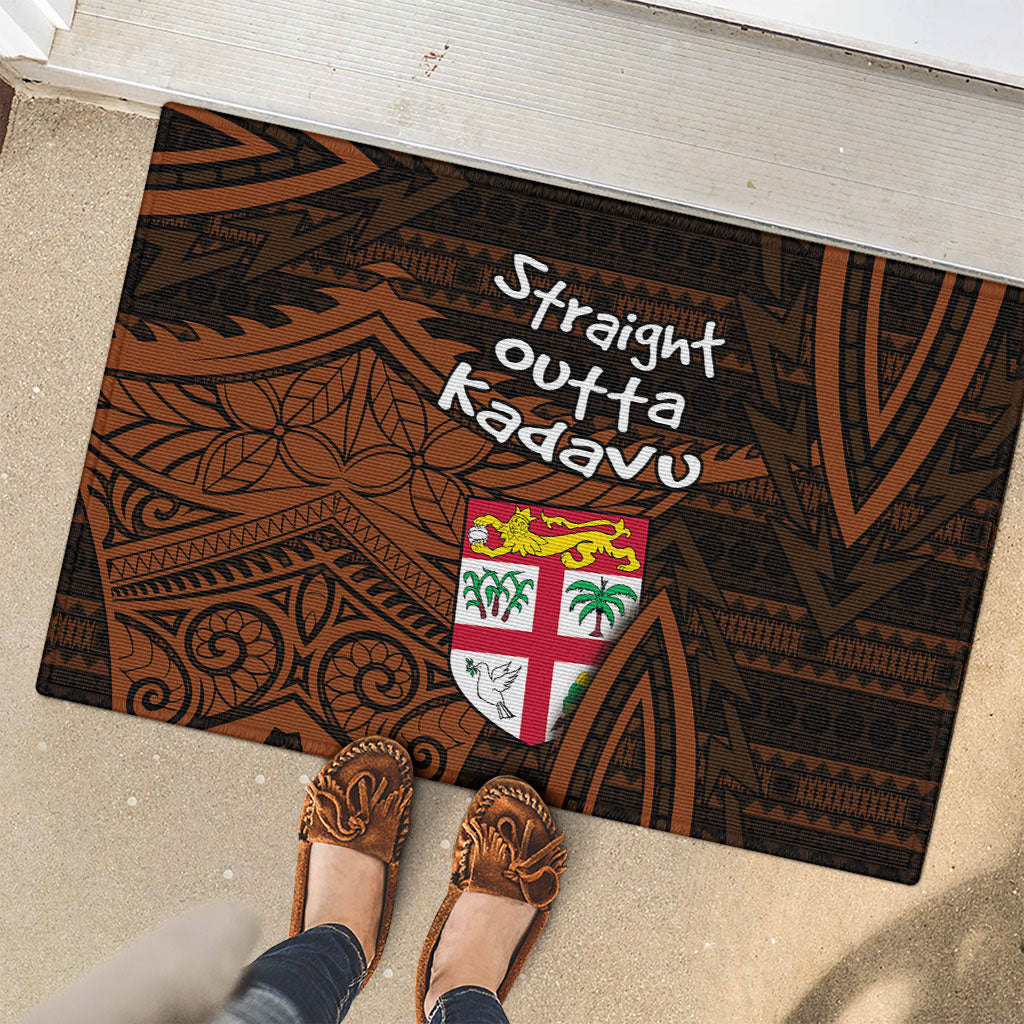 Straight Outta Kadavu Fiji Rubber Doormat Tribal Polynesian Tattoo Coat Of Arms Flag