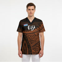 Straight Outta Kadavu Fiji Scrub Top Tribal Polynesian Tattoo Coat Of Arms Flag