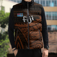 Straight Outta Kadavu Fiji Sleeveless Puffer Jacket Tribal Polynesian Tattoo Coat Of Arms Flag
