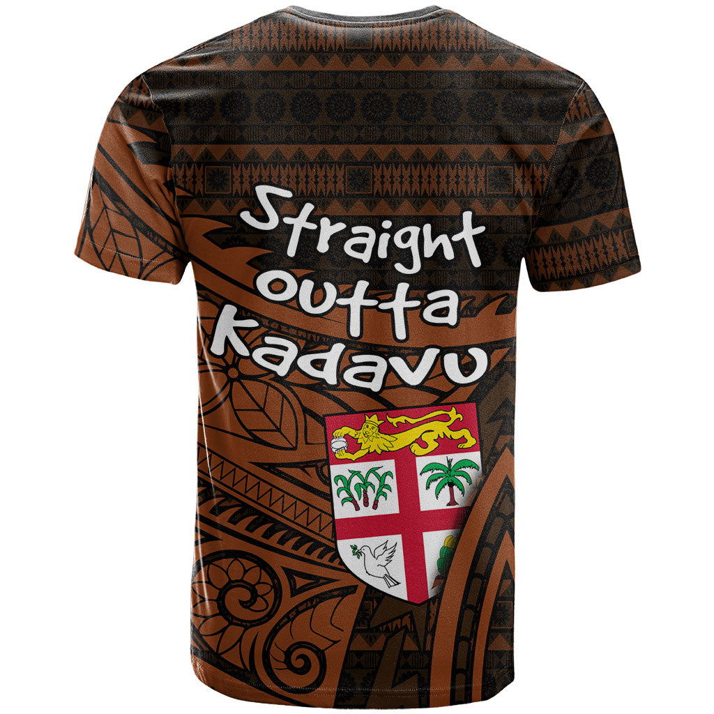 Straight Outta Kadavu Fiji T Shirt Tribal Polynesian Tattoo Coat Of Arms Flag