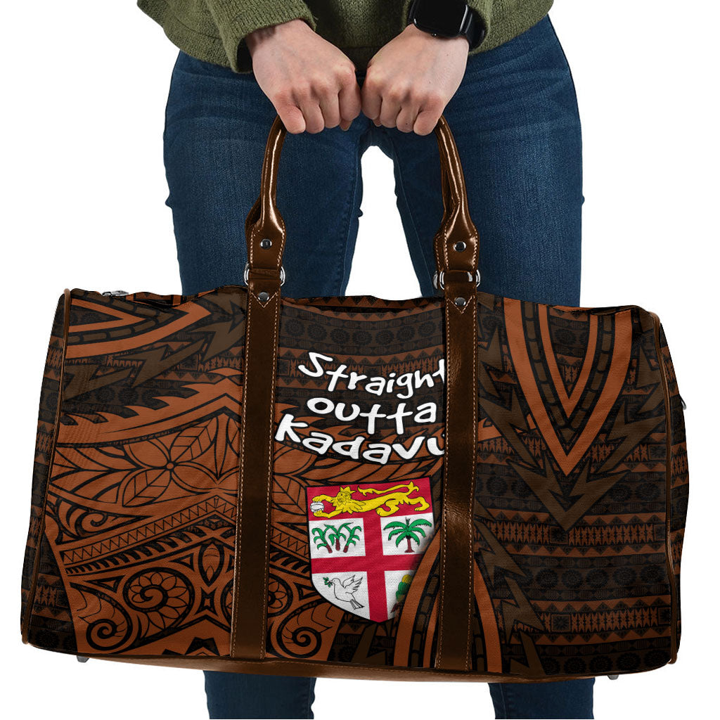 Straight Outta Kadavu Fiji Travel Bag Tribal Polynesian Tattoo Coat Of Arms Flag